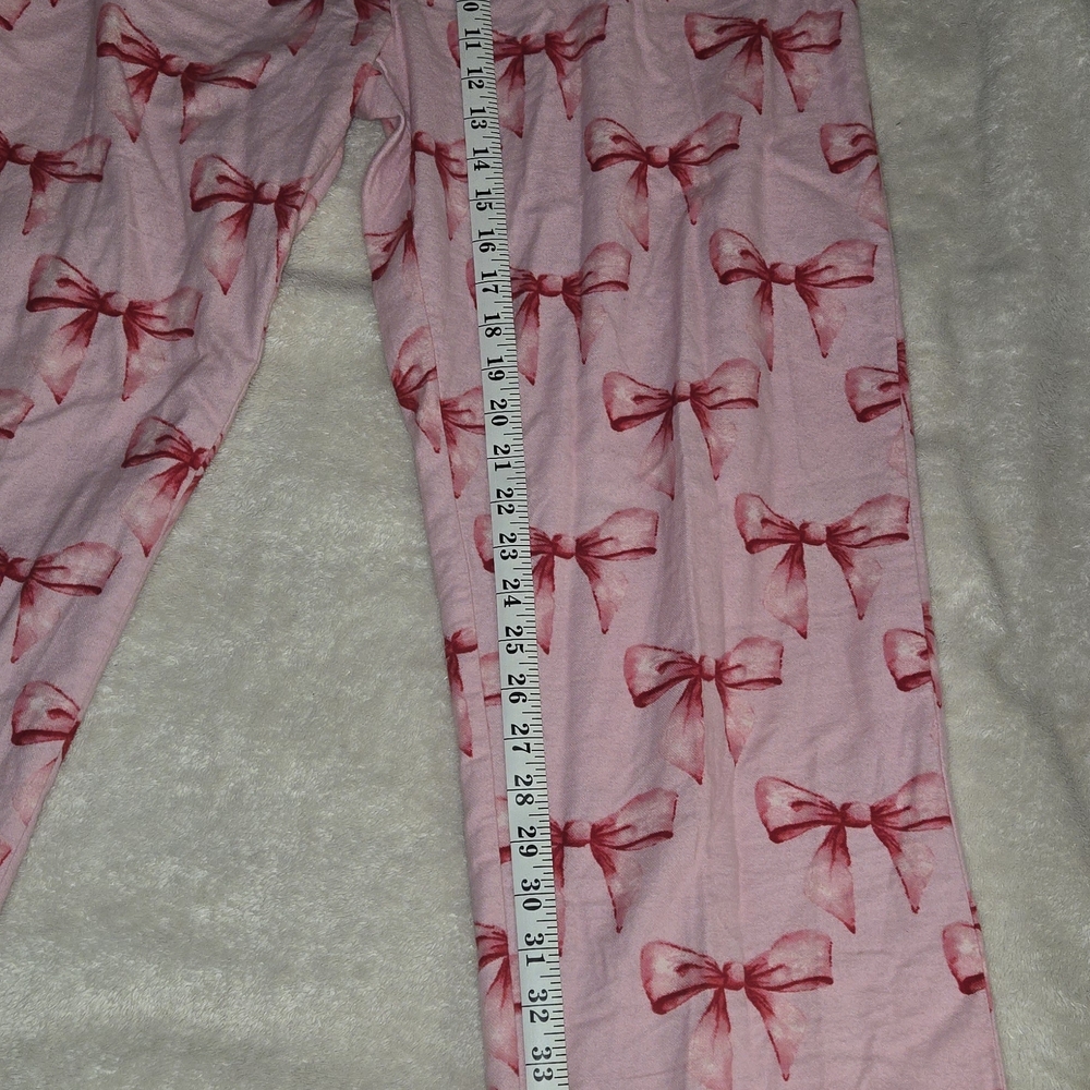 PJ Salvage Pink and Red Bow Pajama Set - Top Size Medium And Large For The Pants - Picture 8 of 11